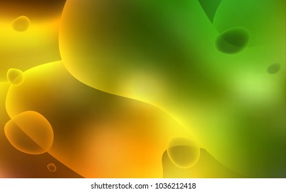 Dark Green, Yellow vector template with bent lines. A sample with blurred bubble shapes. The best blurred design for your business.