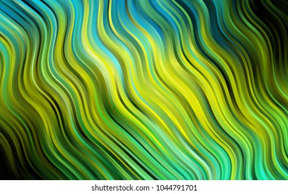 Dark Green, Yellow vector template with bent lines. Geometric illustration in marble style with gradient.  A new texture for your  ad, booklets, leaflets.
