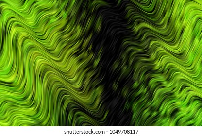 Dark Green, Yellow vector template with bent ribbons. Glitter abstract illustration with wry lines. A new texture for your  ad, booklets, leaflets.