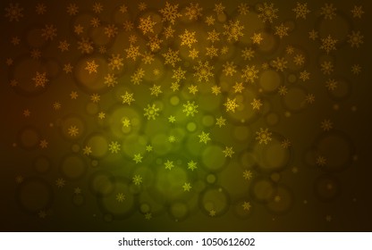 Dark Green, Yellow vector template with ice snowflakes. Modern geometrical abstract illustration with crystals of ice. The template can be used as a new year background.