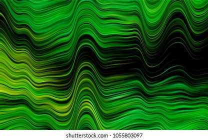 Dark Green, Yellow vector template with lines, ovals. Modern gradient abstract illustration with bandy lines. Textured wave pattern for backgrounds.