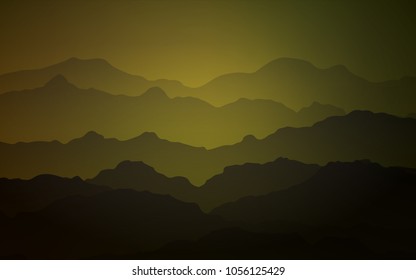 Dark Green, Yellow vector template with bent ribbons. Brand-new colored illustration in mountain style with gradient. Textured wave pattern for backgrounds.