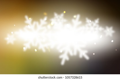 Dark Green, Yellow vector template with ice snowflakes. Blurred decorative design in xmas style with snow. The pattern can be used for year new  websites.