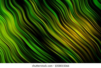 Dark Green, Yellow vector template with liquid shapes. Blurred geometric sample with gradient bubbles.  Marble design for your web site.