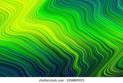 Dark Green, Yellow vector template with bent lines. A completely new color illustration in marble style. A completely new template for your business design.