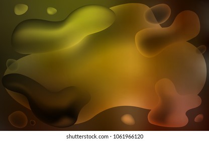 Dark Green, Yellow vector template with lava shapes. Blurred geometric sample with gradient bubbles.  A new texture for your  ad, booklets, leaflets.