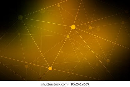 Dark Green, Yellow vector template with circles, triangles. Design with connection of dots and lines on colorful background. Pattern can be used for futuristic ad, booklets.
