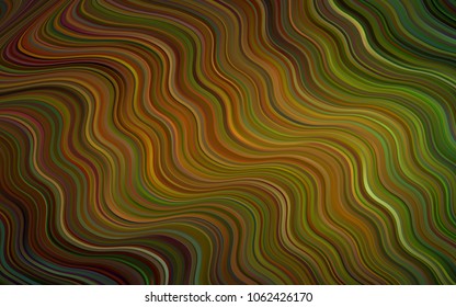 Dark Green, Yellow vector template with lines, ovals. Shining illustration, which consist of blurred lines, circles. A completely new template for your business design.