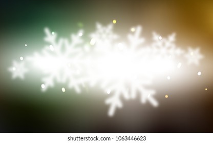 Dark Green, Yellow vector template with ice snowflakes. Modern geometrical abstract illustration with crystals of ice. New year design for your ad, poster, banner.