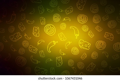 Dark Green, Yellow vector template with organic meal. Blurred decorative design of snacks in doodle style. Design for ad, poster, banner of cafes or restaurants.
