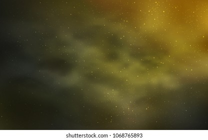 Dark Green, Yellow vector template with space stars. Shining colored illustration with bright astronomical stars. Pattern for futuristic ad, booklets.