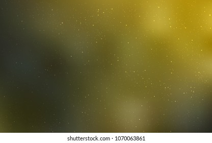 Dark Green, Yellow vector template with space stars. Glitter abstract illustration with colorful cosmic stars. Smart design for your business advert.