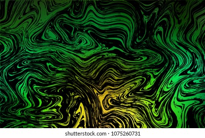 Dark Green, Yellow vector template with abstract circles. Blurred geometric sample with gradient bubbles.  Marble design for your web site.