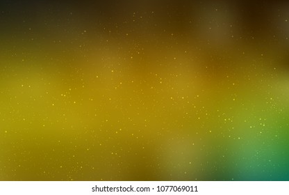 Dark Green, Yellow vector template with space stars. Blurred decorative design in simple style with galaxy stars. Template for cosmic backgrounds.