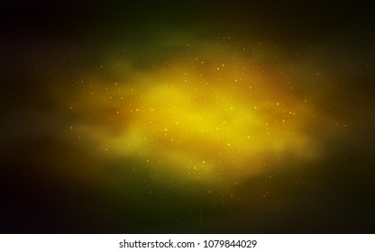 Dark Green, Yellow vector template with space stars. Glitter abstract illustration with colorful cosmic stars. Best design for your ad, poster, banner.
