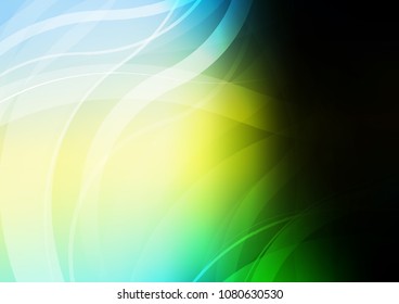 Dark Green, Yellow vector template with bent lines. Creative illustration in halftone marble style with gradient. A completely new template for your business design.
