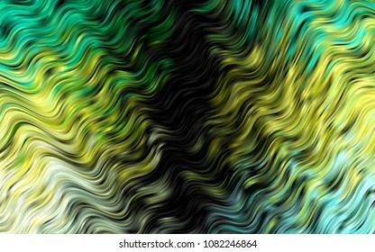 Dark Green, Yellow vector template with lava shapes. Glitter abstract illustration with wry lines. A new texture for your  ad, booklets, leaflets.