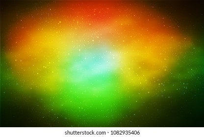 Dark Green, Yellow vector template with space stars. Shining illustration with sky stars on abstract template. Pattern for astronomy websites.