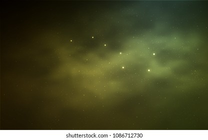 Dark Green, Yellow vector template with space stars. Glitter abstract illustration with colorful cosmic stars. Best design for your ad, poster, banner.
