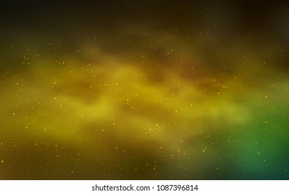 Dark Green, Yellow vector template with space stars. Shining illustration with sky stars on abstract template. Pattern for astrology websites.