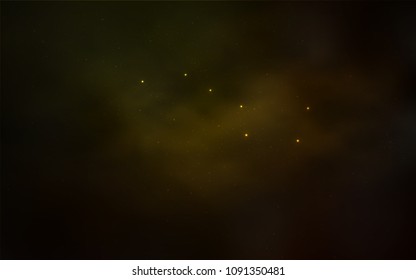 Dark Green, Yellow vector template with space stars. Shining illustration with sky stars on abstract template. Template for cosmic backgrounds.