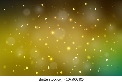 Dark Green, Yellow vector template with ice snowflakes. Snow on blurred abstract background with gradient. The pattern can be used for new year leaflets.