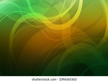 Dark Green, Yellow vector template with lines, ovals. An elegant bright illustration with gradient. Brand new design for your ads, poster, banner.