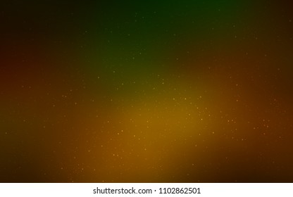 Dark Green, Yellow vector template with space stars. Space stars on blurred abstract background with gradient. Best design for your ad, poster, banner.