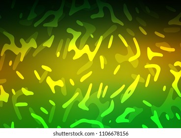 Dark Green, Yellow vector template with lava shapes. Geometric illustration in marble style with gradient.  Textured wave pattern for backgrounds.