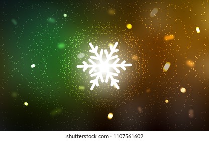 Dark Green, Yellow vector template with ice snowflakes. Glitter abstract illustration with crystals of ice. The pattern can be used for new year leaflets.