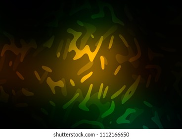 Dark Green, Yellow vector template with lines, ovals. Shining illustration, which consist of blurred lines, circles. Brand new design for your ads, poster, banner.