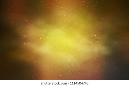 Dark Green, Yellow vector template with space stars. Shining illustration with sky stars on abstract template. Best design for your ad, poster, banner.