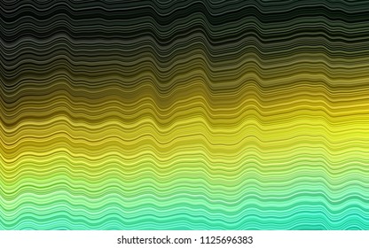 Dark Green, Yellow vector template with bubble shapes. Modern gradient abstract illustration with bandy lines. A new texture for your  ad, booklets, leaflets.