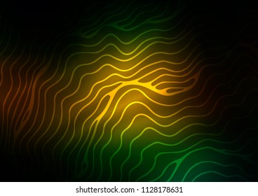 Dark Green, Yellow vector template with lines, ovals. Colorful illustration in abstract marble style with gradient. The template for cell phone backgrounds.