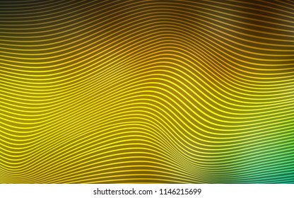 Dark Green, Yellow vector template with curved lines. Creative geometric illustration in Origami style with gradient. A completely new design for your business.