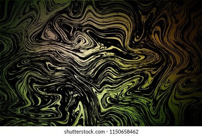Dark Green, Yellow vector template with lines, ovals. Glitter abstract illustration with wry lines. Pattern for your business design.