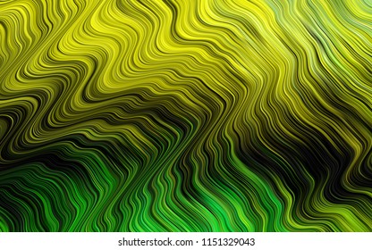 Dark Green, Yellow vector template with lines, ovals. Modern gradient abstract illustration with bandy lines. The elegant pattern for brand book.