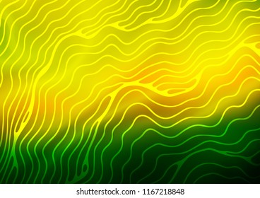 Dark Green, Yellow vector template with bent lines. Modern gradient abstract illustration with bandy lines. The elegant pattern for brand book.