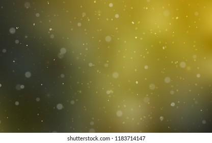 Dark Green, Yellow vector template with ice snowflakes. Blurred decorative design in xmas style with snow. The template can be used as a new year background.