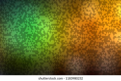 Dark Green, Yellow vector template with crystals, triangles. Triangles on abstract background with colorful gradient. Pattern for commercials.