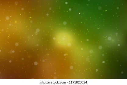 Dark Green, Yellow vector template with ice snowflakes. Snow on blurred abstract background with gradient. New year design for your business advert.