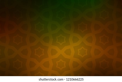 Dark Green, Yellow vector template with sky stars. Stars on blurred abstract background with gradient. Pattern for wrapping gifts.