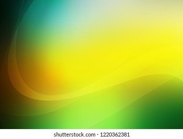 Dark Green, Yellow vector template with bent ribbons. Colorful illustration in abstract marble style with gradient. The best blurred design for your business.