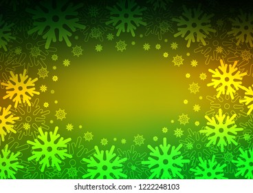 Dark Green, Yellow vector template with ice snowflakes. Glitter abstract illustration with crystals of ice. The pattern can be used for new year leaflets.