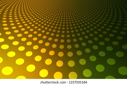 Dark Green, Yellow vector template with circles. Glitter abstract illustration with blurred drops of rain. Completely new template for your brand book.