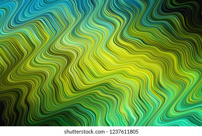 Dark Green, Yellow vector template with liquid shapes. Modern gradient abstract illustration with bandy lines. New composition for your brand book.