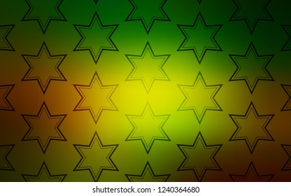 Dark Green, Yellow vector template with sky stars. Decorative illustration with stars on abstract template. Smart design for your business advert.