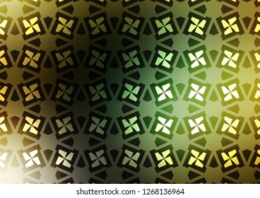 Dark Green, Yellow vector template with triangles, squares. Decorative design in abstract style with lines, cubes. Template for wallpapers.