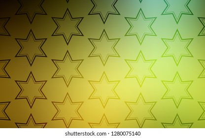 Dark Green, Yellow vector template with sky stars. Stars on blurred abstract background with gradient. Pattern for new year ad, booklets.