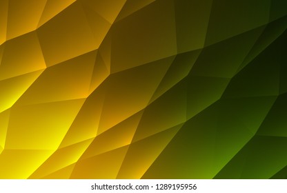 Dark Green, Yellow vector template with crystals, triangles. Illustration with set of colorful triangles. Best design for your ad, poster, banner.